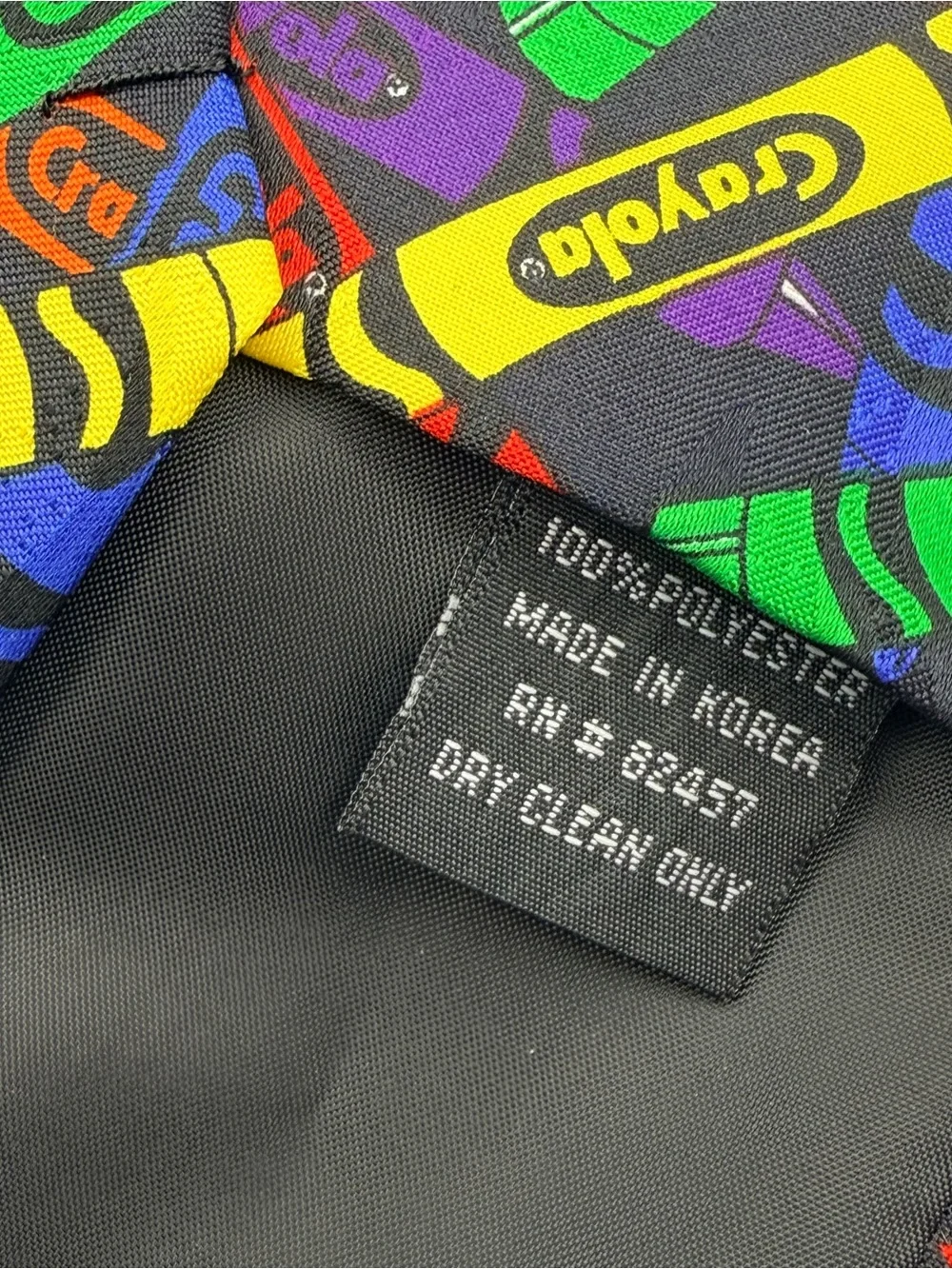 Vintage 90’s Crayola Crayon Novelty Necktie Black Colorful